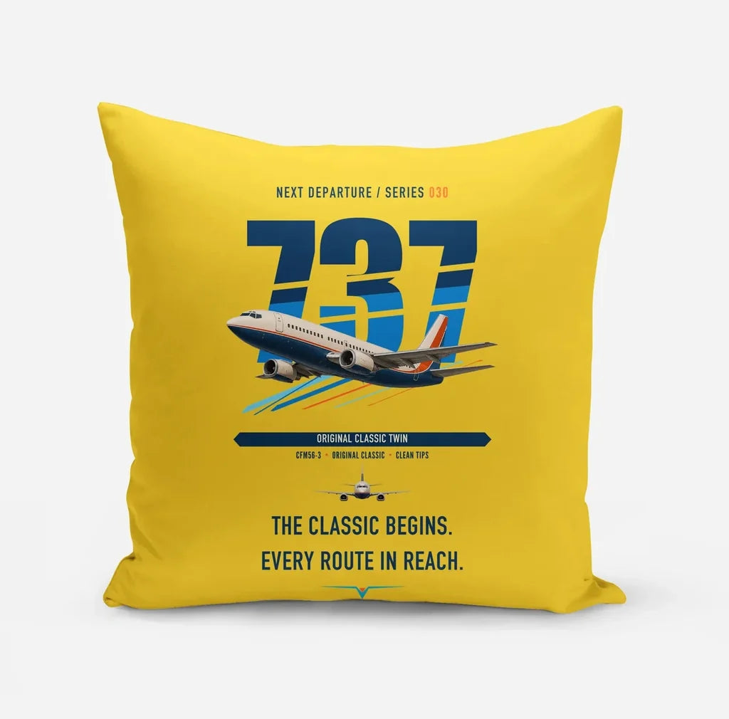 Boeing 737-300 Classic design on yellow pillow