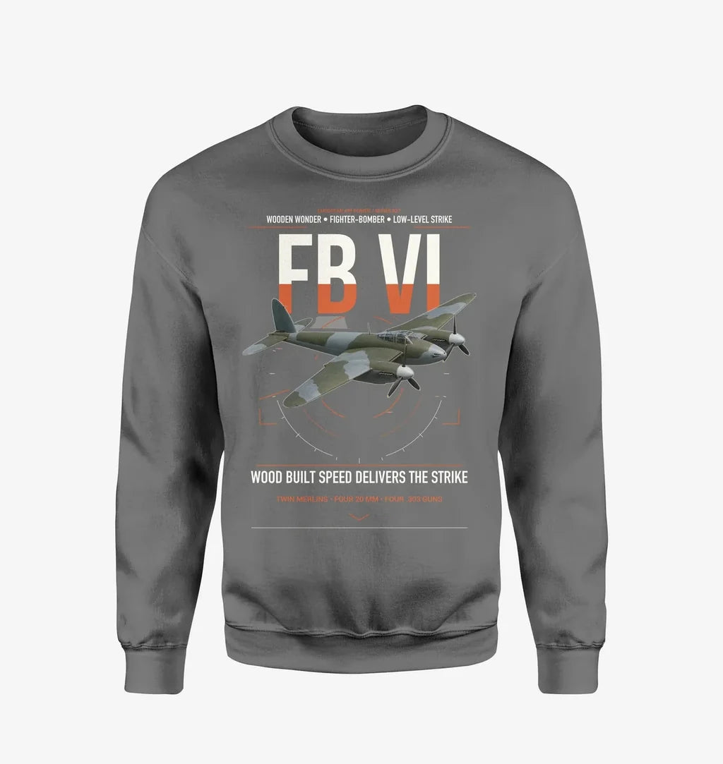 de Havilland Mosquito FB VI design on gray sweatshirt