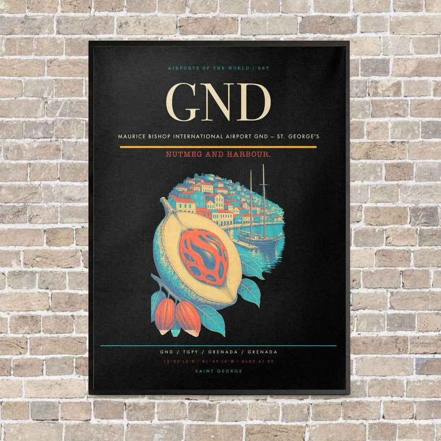 Maurice Bishop International Airport GND — St. George's vertical canvas print - framed - black background