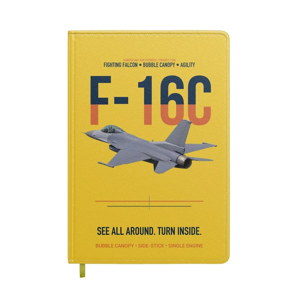 F-16C Fighting Falcon See All Around Turn Inside design on yellow notebook