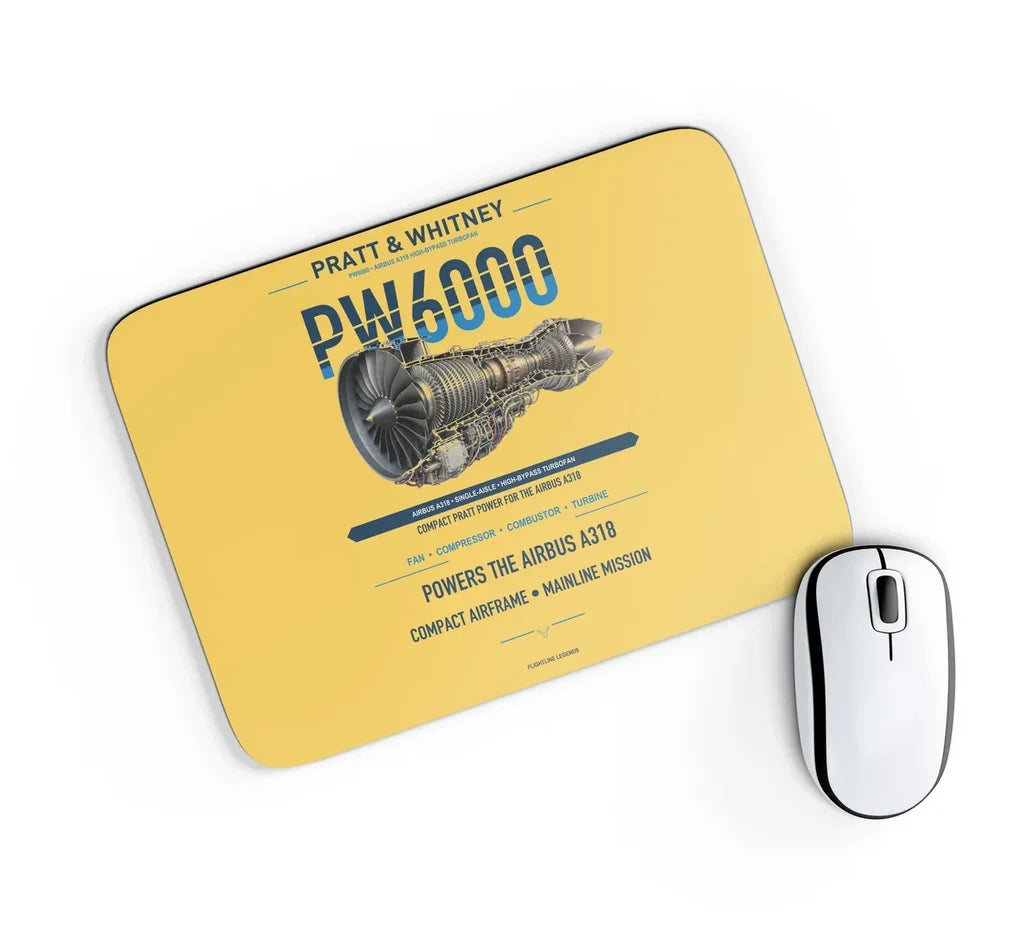 PW6000 design on yellow rectangle mouse pad