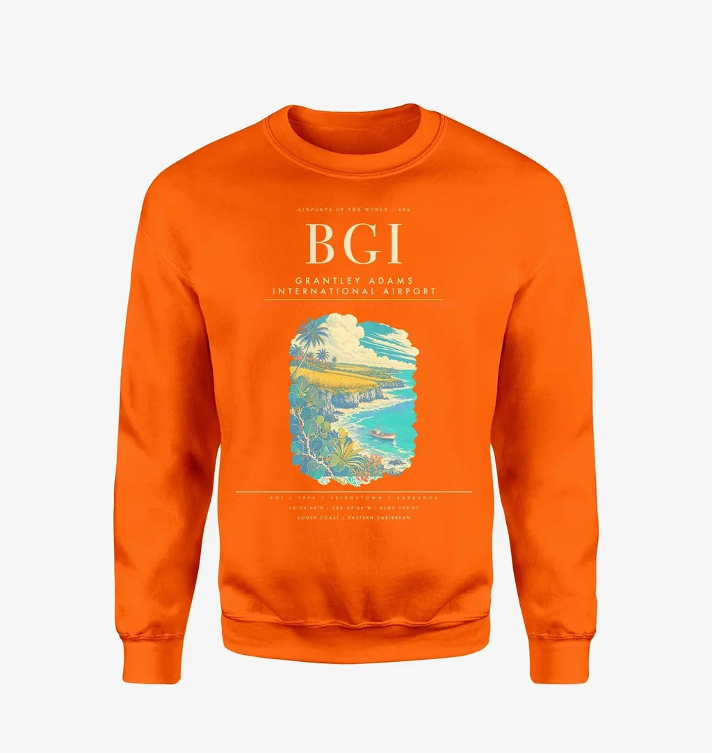 Grantley Adams International Airport BGI Sweatshirt - Orange