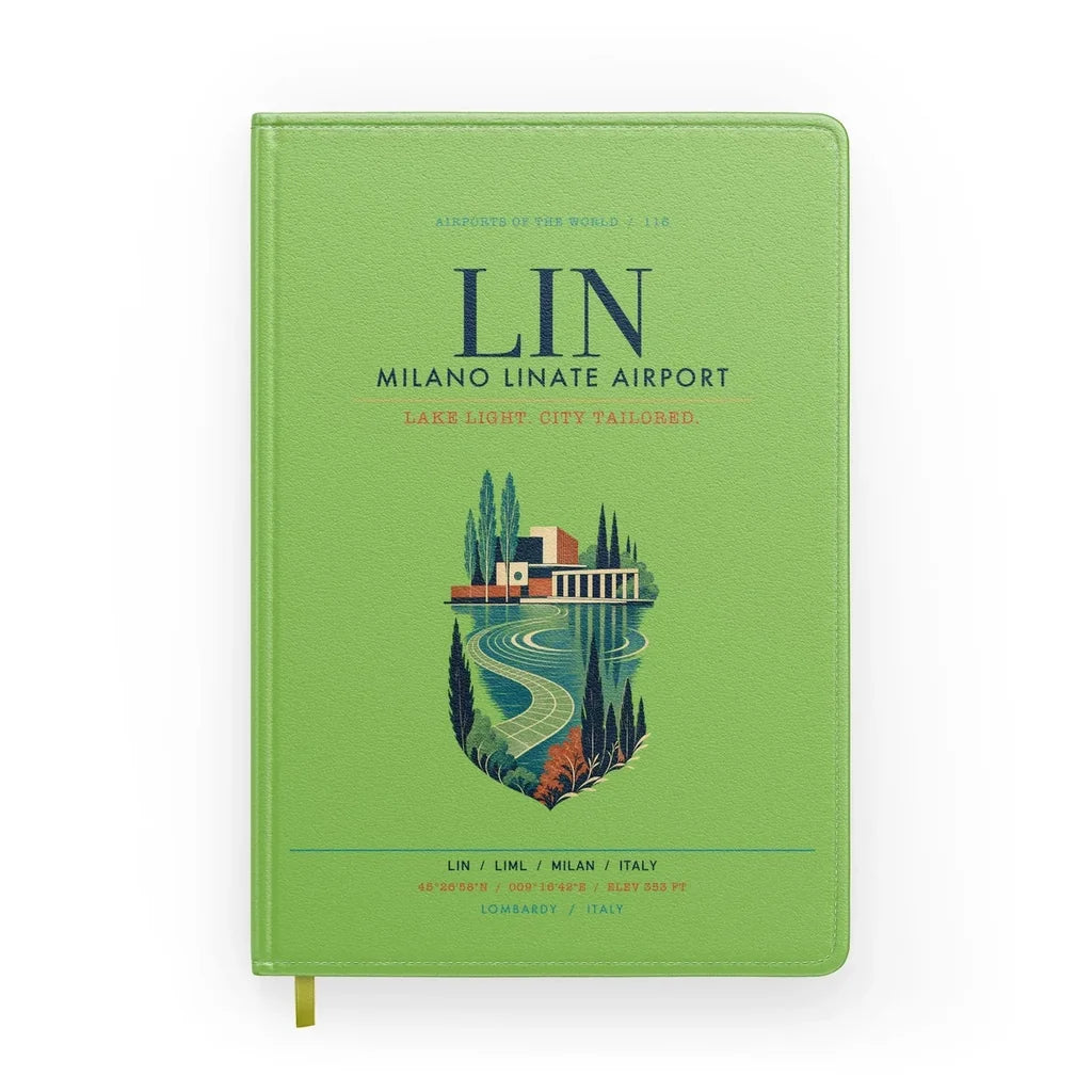 Milano Linate Airport (LIN) design on light green notebook