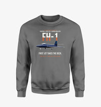 Thumbnail for FH-1 Phantom First Jet Takes the Deck design on gray sweatshirt