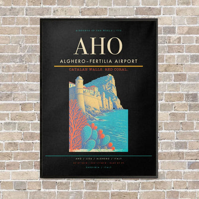 Alghero–Fertilia Airport AHO - Canvas Framed - Black