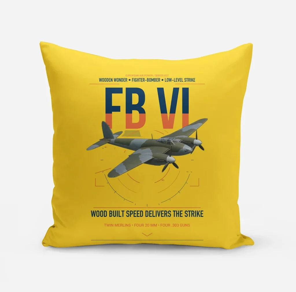 de Havilland Mosquito FB VI design on yellow pillow