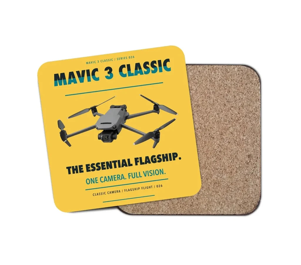 DJI Mavic 3 Classic design on yellow 1 piece coaster