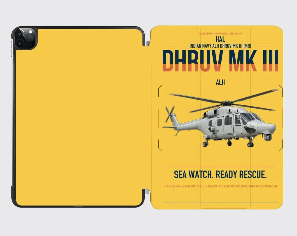 HAL ALH Dhruv Mk III design on yellow ipad tablet case