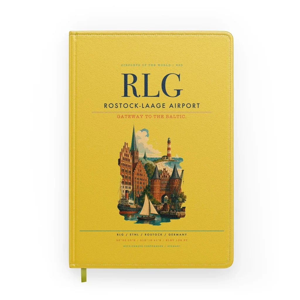 Rostock-Laage Airport (RLG) design on yellow notebook
