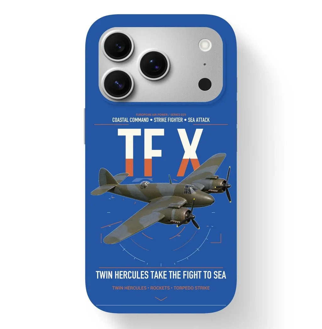 Bristol Beaufighter TF X design on blue magsafe iphone case, for iPhone 17 Pro