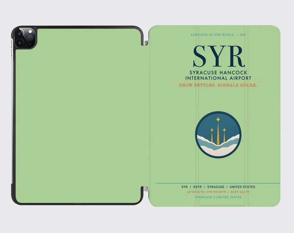 Syracuse Hancock International Airport (SYR) design on light green ipad tablet case
