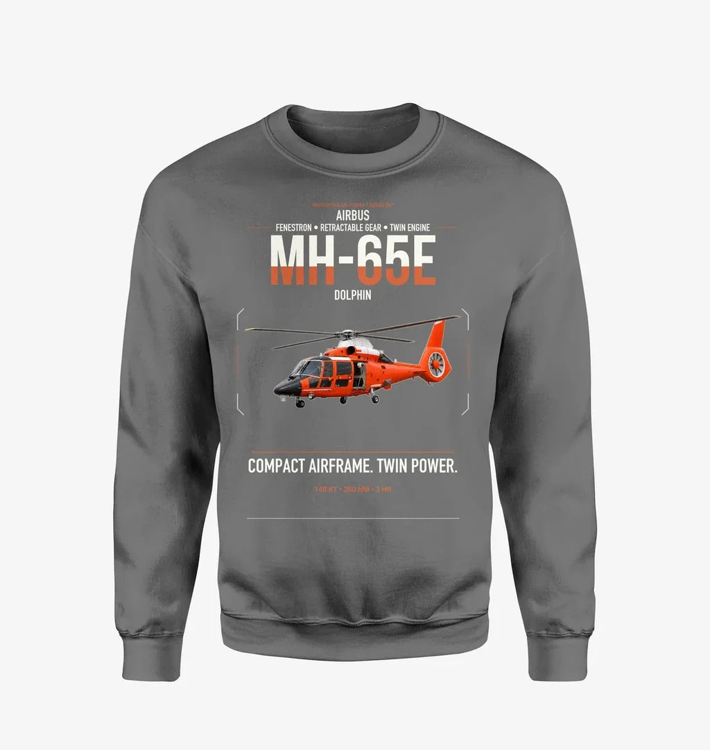 Airbus MH-65E Dolphin design on gray sweatshirt