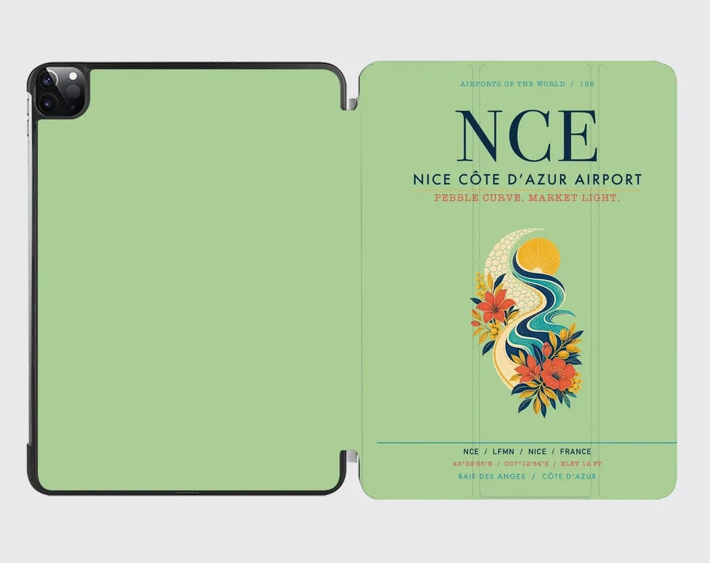 Nice Côte d’Azur Airport (NCE) design on light green ipad tablet case