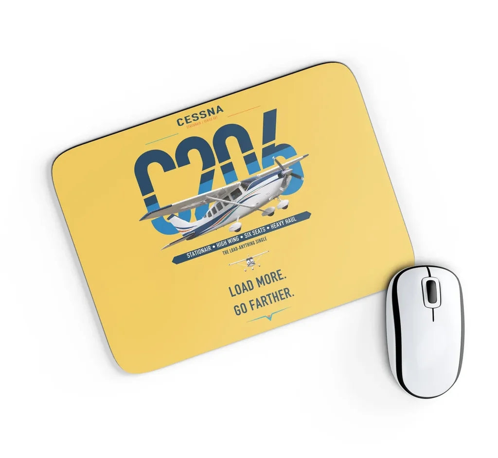 Cessna 206 Stationair design on yellow rectangle mouse pad
