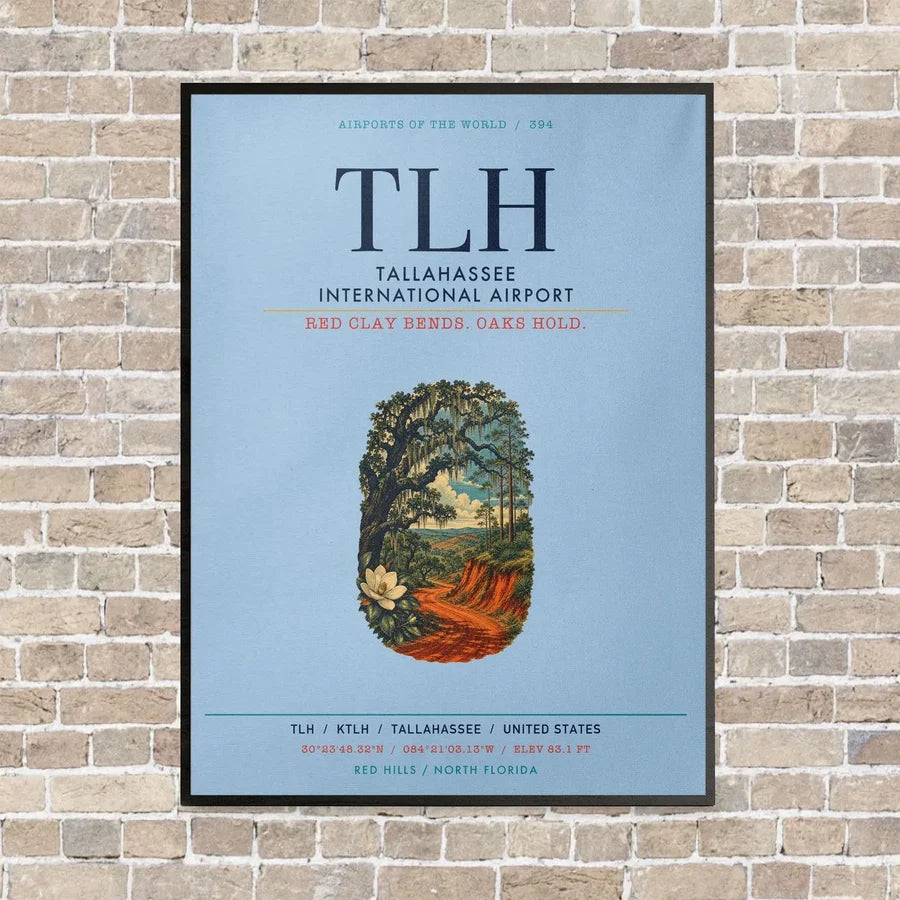 Tallahassee International Airport TLH vertical canvas print - framed - light blue background