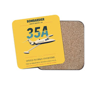 Thumbnail for Bombardier Learjet 35A design on yellow 1 piece coaster