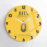 Thumbnail for Birmingham Airport (BHX) design on yellow no frame wall clock