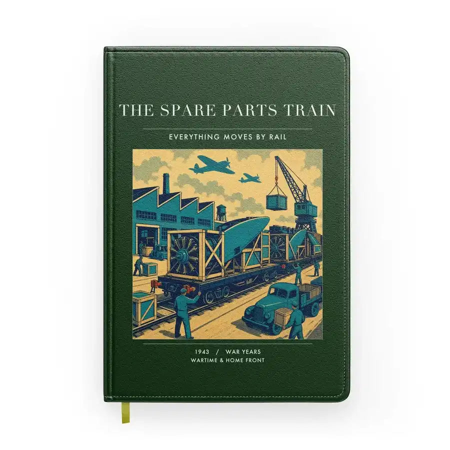 VINTAGE G4527 - The Spare Parts Train - Designed Notebooks design on darkgreen