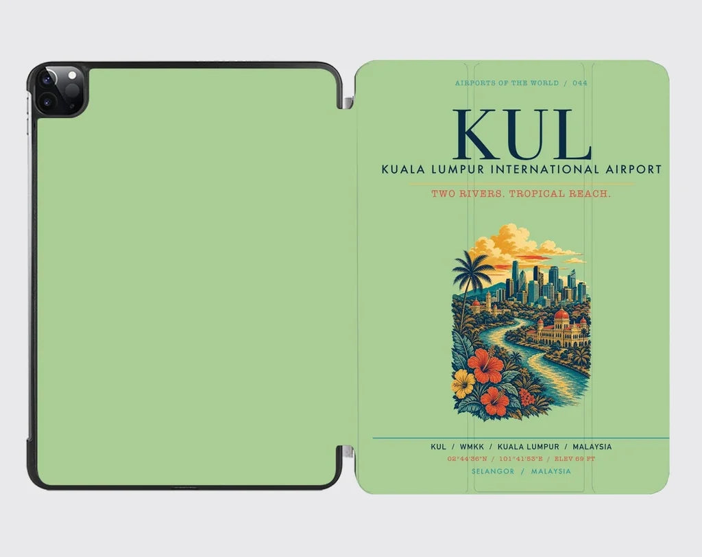 Kuala Lumpur International Airport (KUL) design on light green ipad tablet case