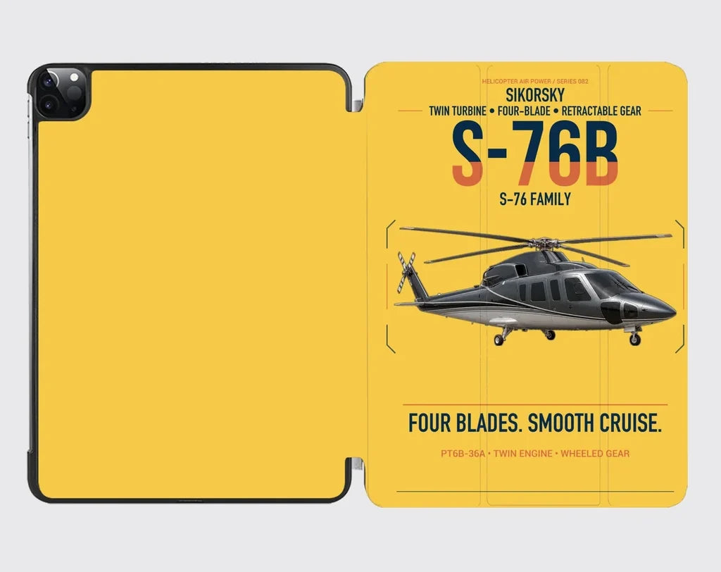Sikorsky S-76B design on yellow ipad tablet case