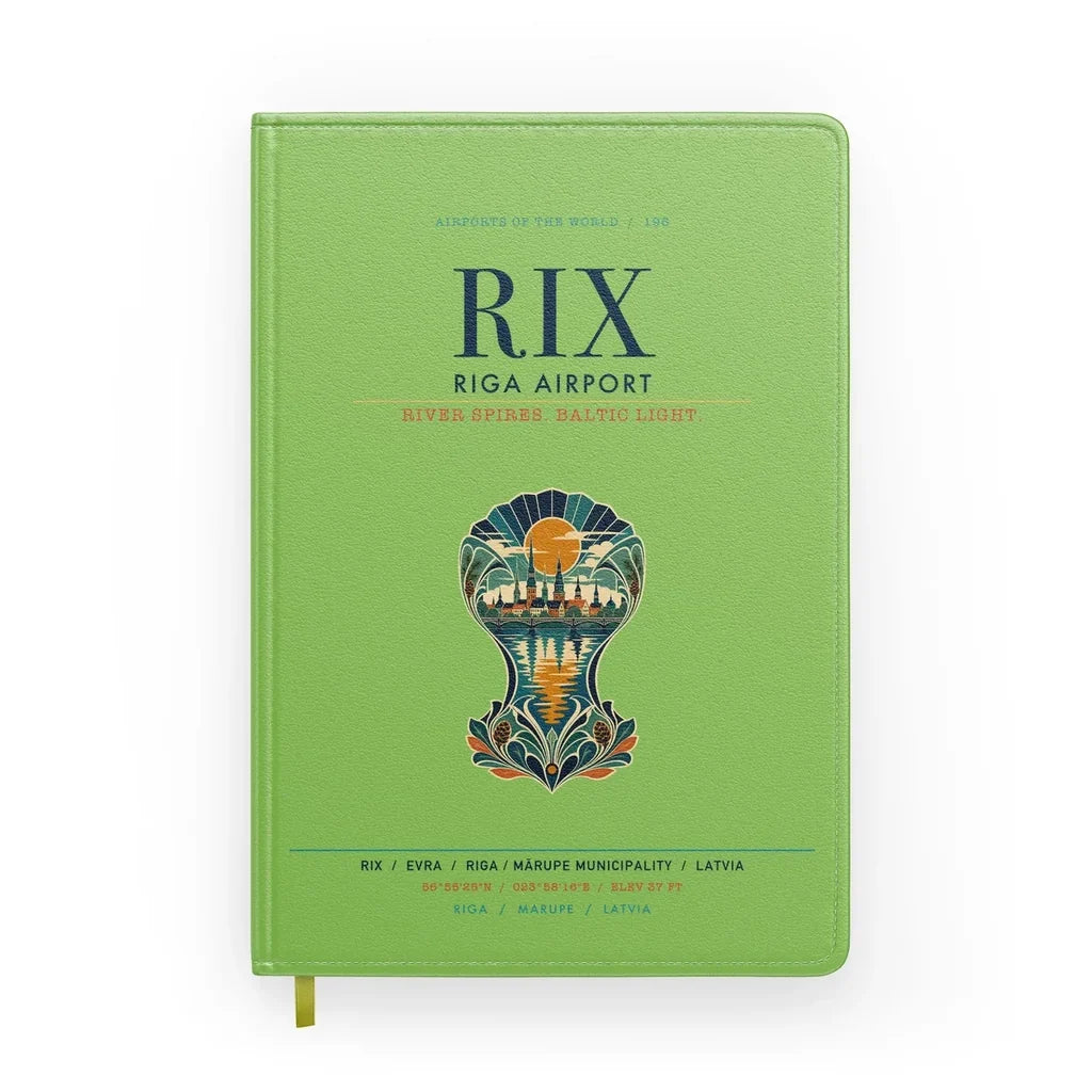 Riga Airport (RIX) design on light green notebook