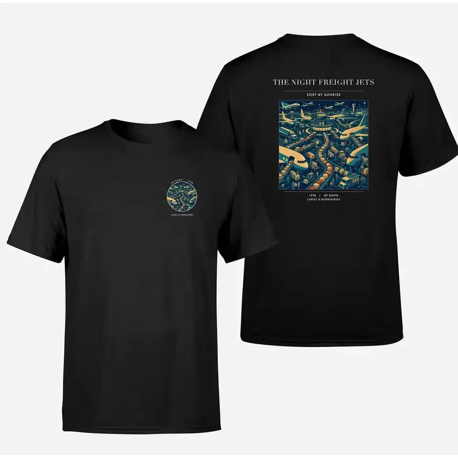 VINTAGE G4133 - The Night Freight Jets - Double-Side T-Shirt design on black double side t shirt