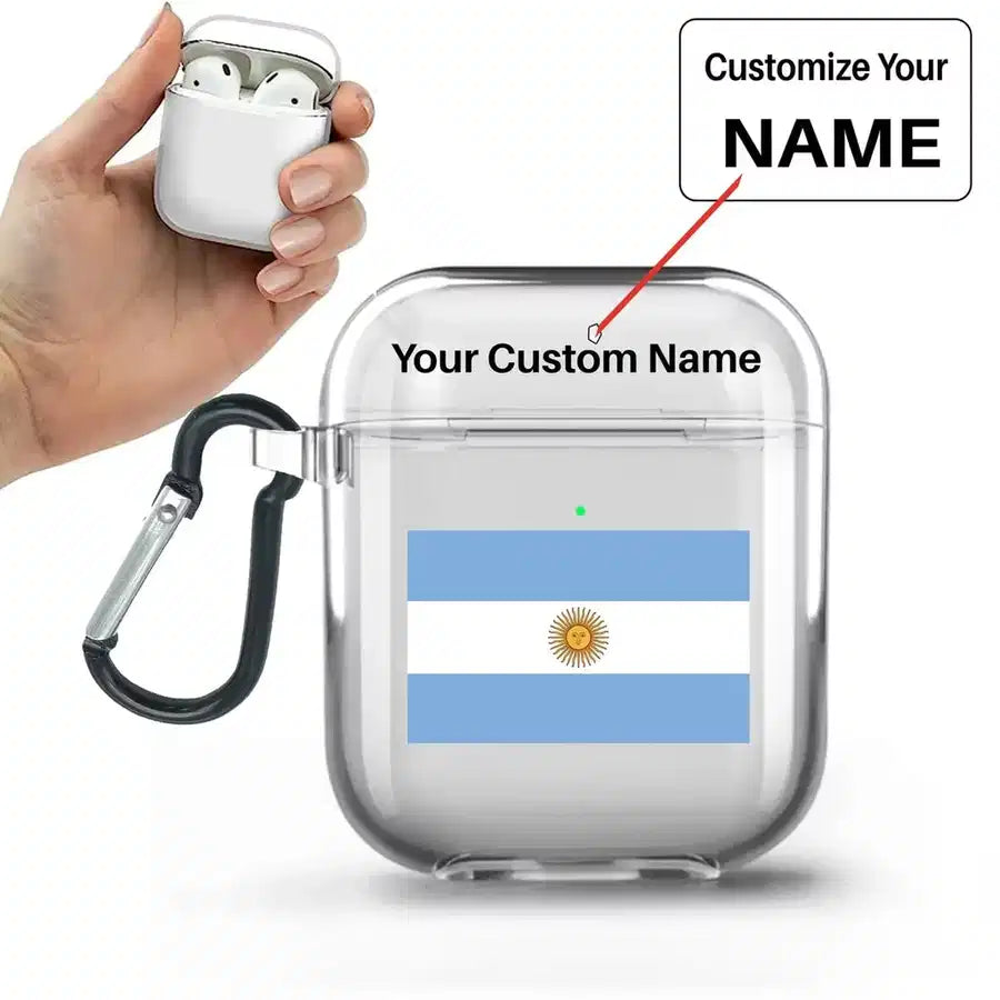 Argentina Flag AirPods transparent case - With Buckle +Name