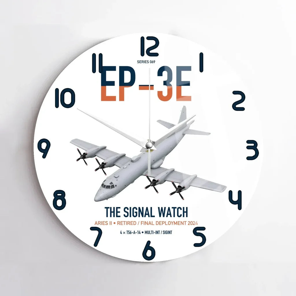 EP-3E ARIES II design on white no frame wall clock