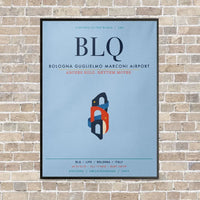 Thumbnail for Bologna Guglielmo Marconi Airport BLQ vertical canvas print - framed - light blue background