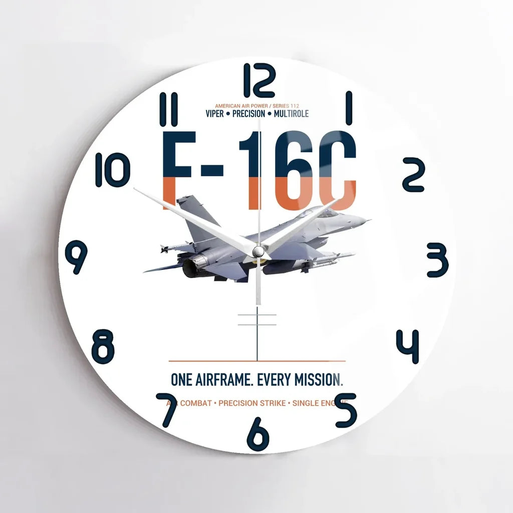 F-16C Fighting Falcon One Airframe Every Mission design on white no frame wall clock