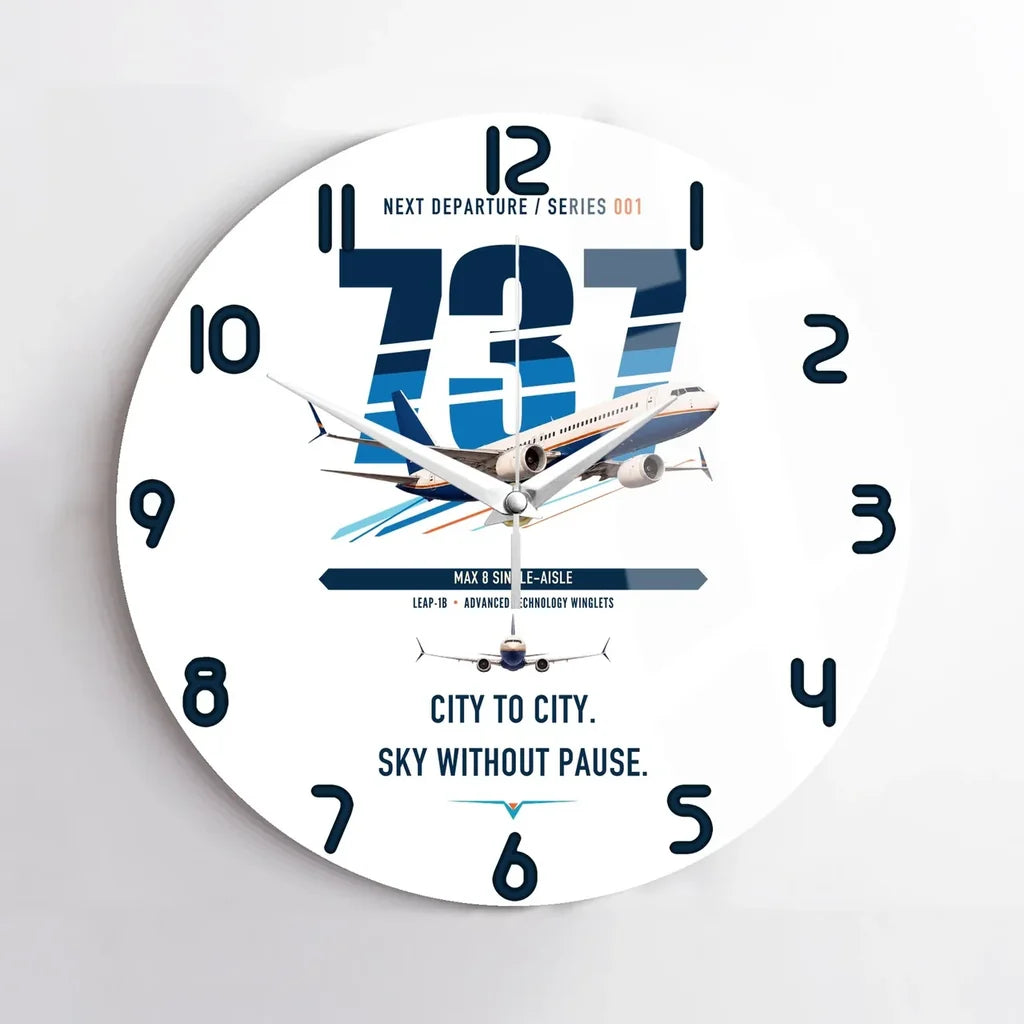 Boeing 737 MAX 8 design on white no frame wall clock