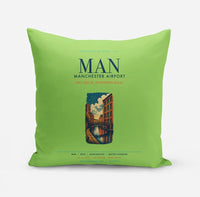 Thumbnail for Manchester Airport (MAN) design on light green pillow