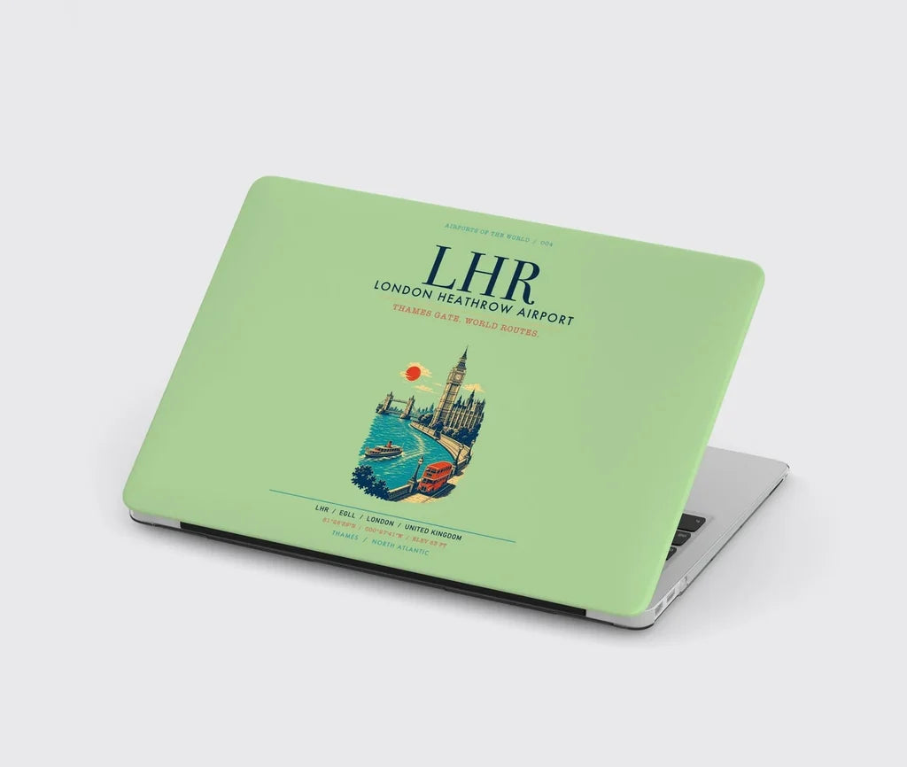 London Heathrow Airport (LHR) design on light green MacBook case
