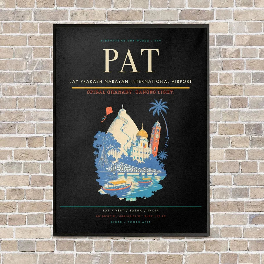Jay Prakash Narayan International Airport PAT vertical canvas print - framed - black background