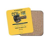 Thumbnail for CF34-10E design on yellow 1 piece coaster