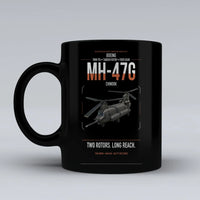 Thumbnail for Boeing MH-47G Chinook design on black ceramic mug, double-side print