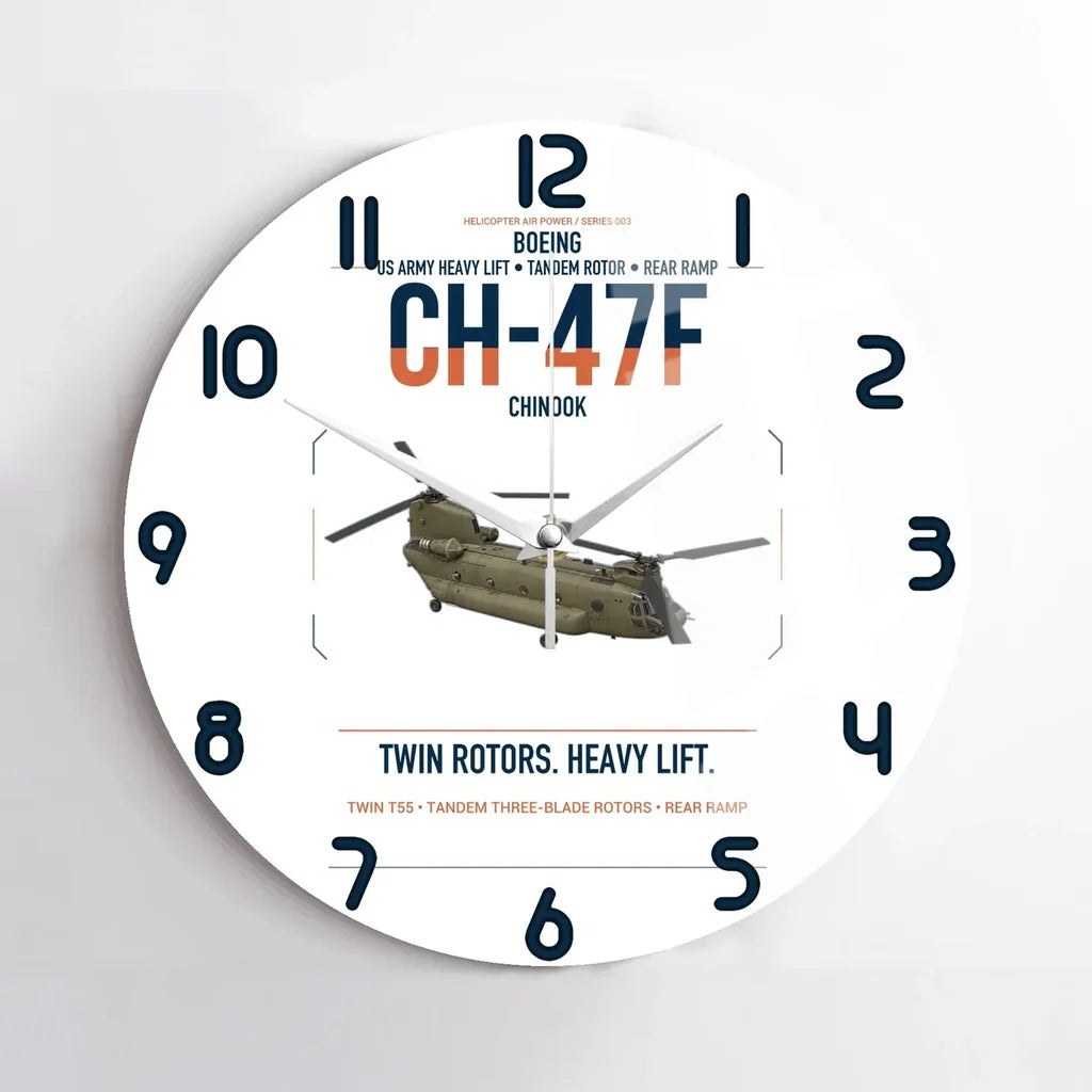 Boeing CH-47F Chinook design on white no frame wall clock