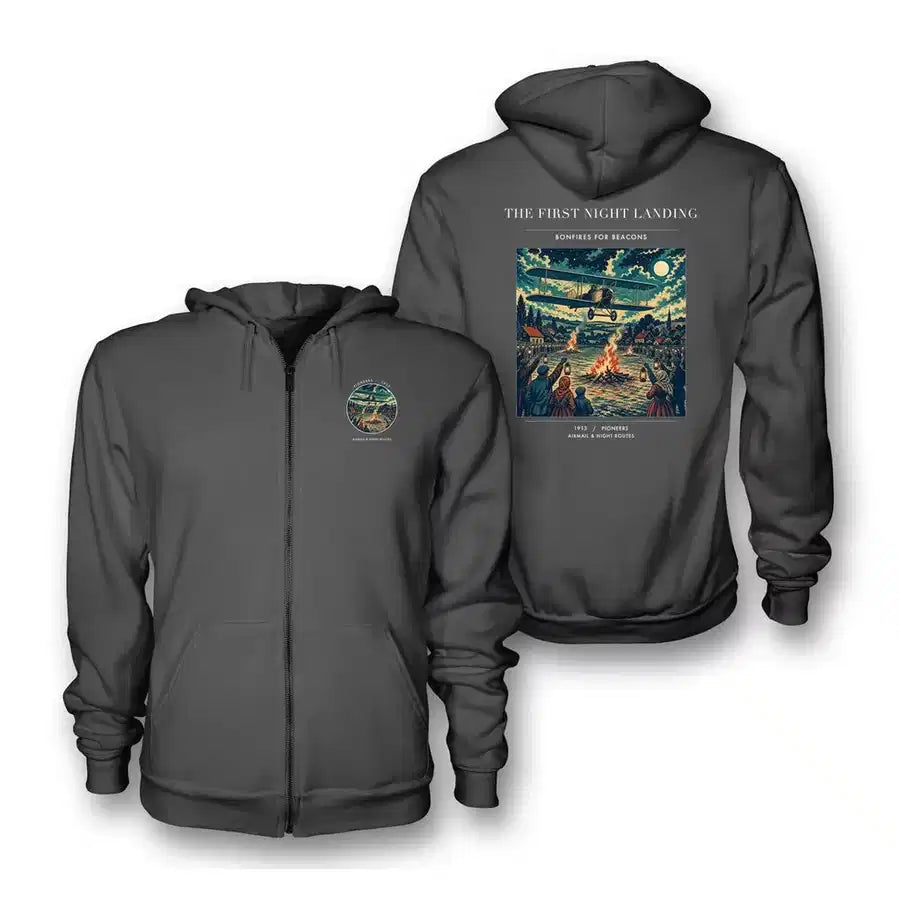 VINTAGE G4327 - The First Night Landing - Premium Zipped Hoodie design on darkgray