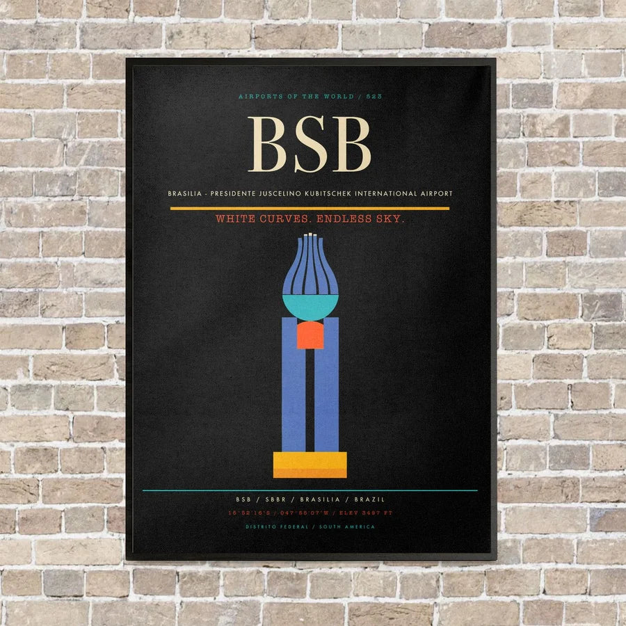 Brasilia - Presidente Juscelino Kubitschek International Airport BSB - Canvas Framed - Black