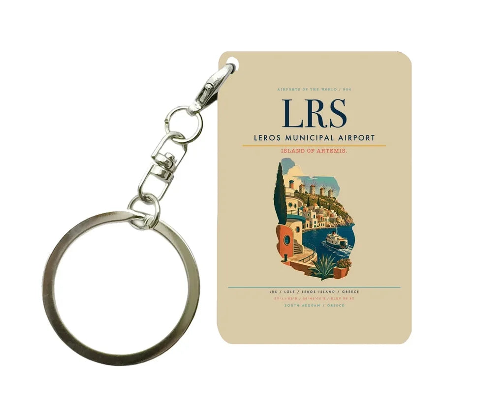 Leros Municipal Airport (LRS) design on beige key chain