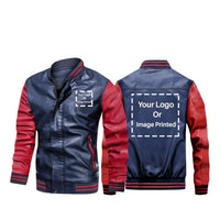 Thumbnail for Customisable TWO LOGOS Stylish Leather Bomber Bomber Jacket - view 3