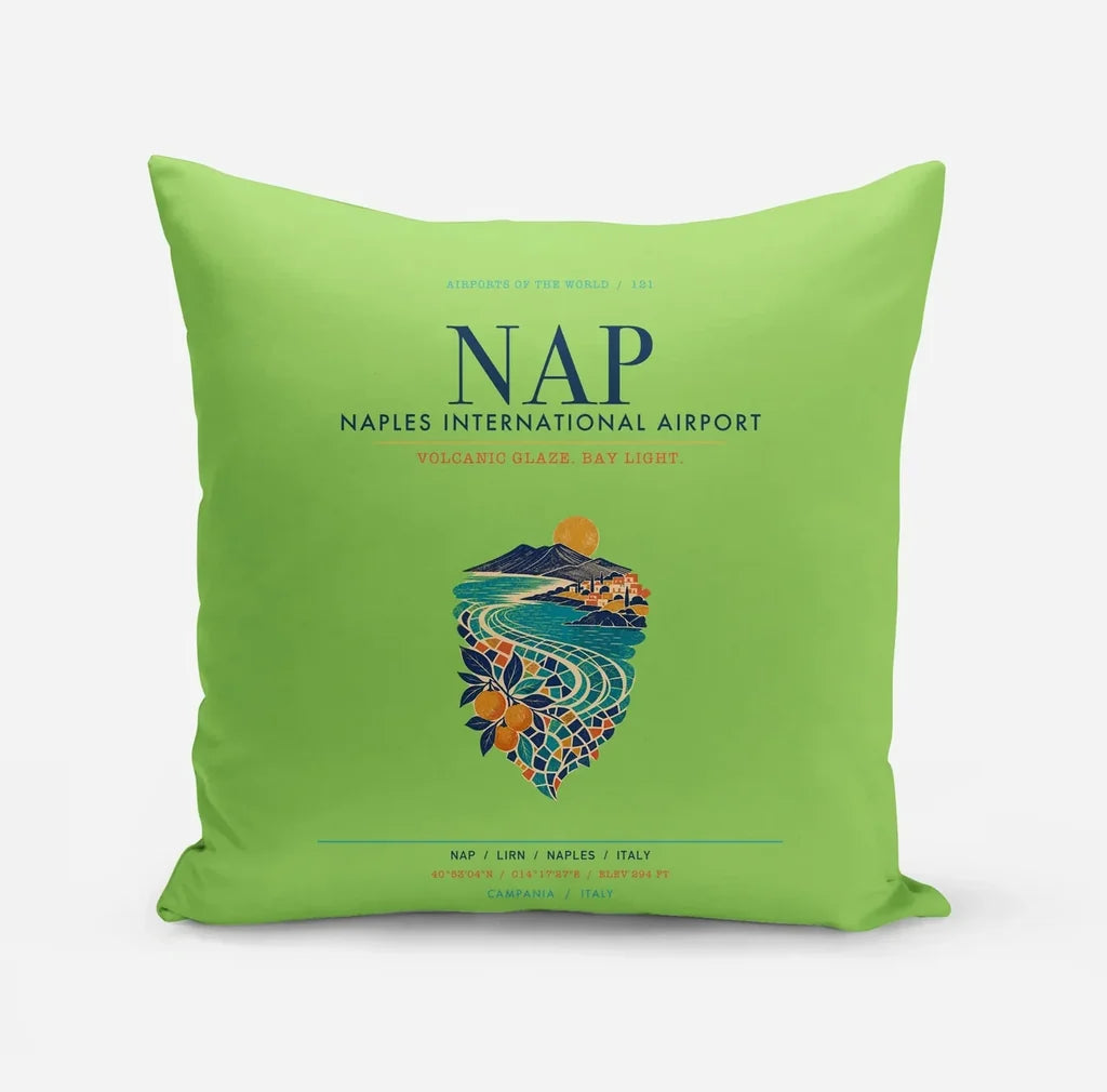 Naples International Airport (NAP) design on light green pillow