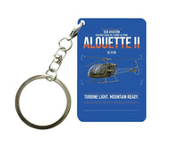 Thumbnail for Sud Aviation SE 3130 Alouette II design on blue designed key chain, double-side print