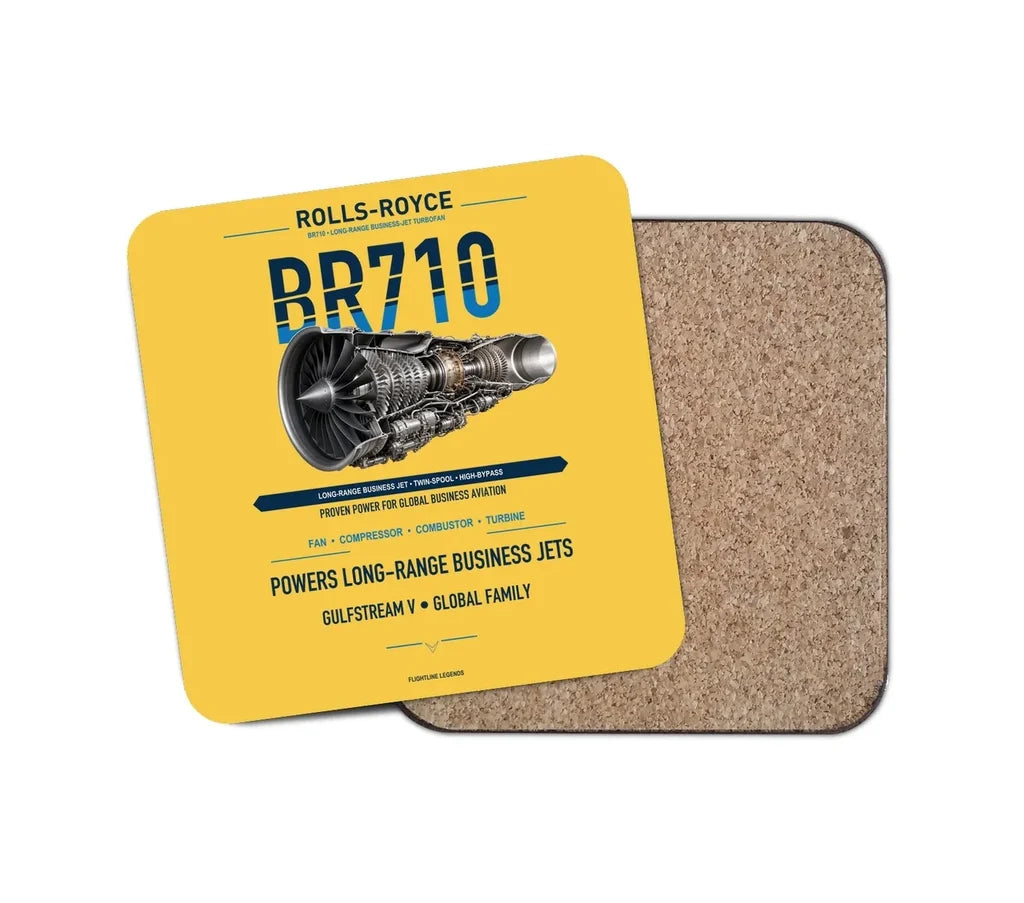 BR710 design on yellow 1 piece coaster