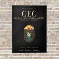 Thumbnail for Spokane International Airport GEG vertical canvas print - framed - black background