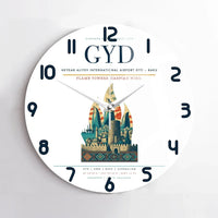 Thumbnail for Heydar Aliyev International Airport (GYD) design on white no frame wall clock