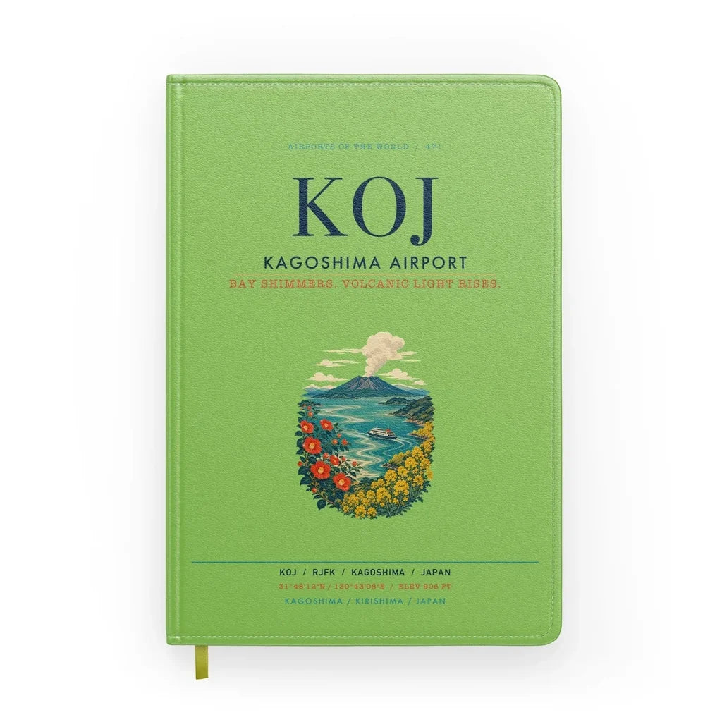 Kagoshima Airport (KOJ) design on light green notebook