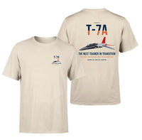 Thumbnail for T-7A Red Hawk design on beige double-side t-shirt, double-side print