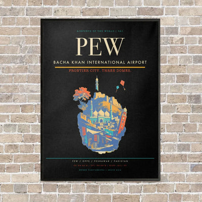 Bacha Khan International Airport PEW - Canvas Framed - Black