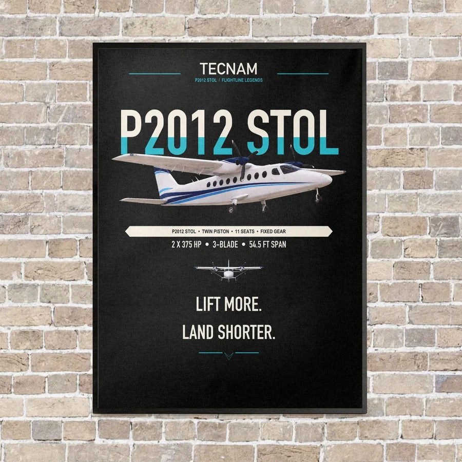 Tecnam P2012 STOL vertical canvas print - framed - black background